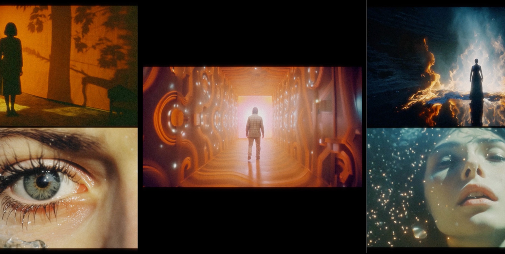 Stills from the Lost Waves music video 'No Center (End)'